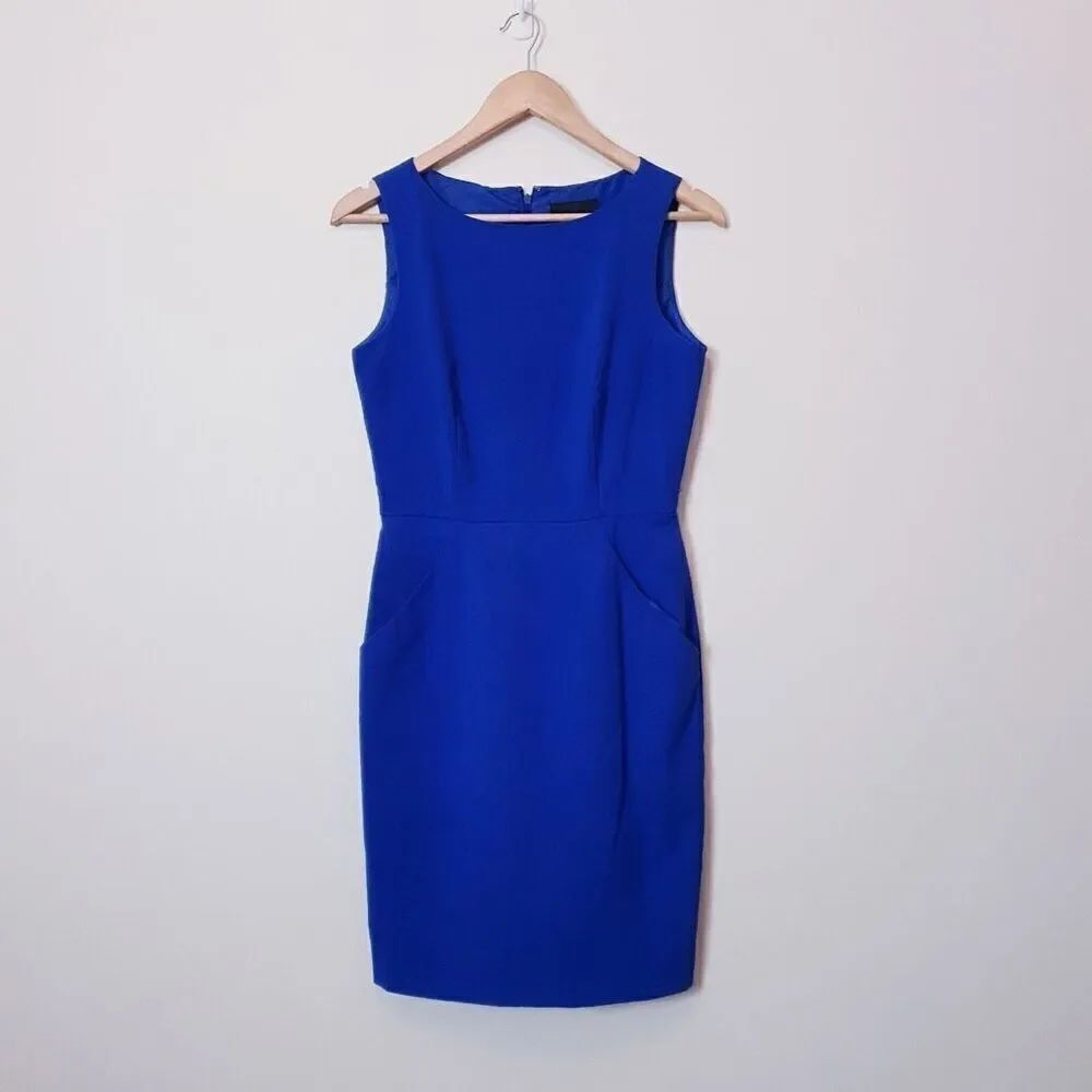 Cynthia Rowley Size M Sleeveless Sheath Dress Solid Royal Blue Fitted Cocktail